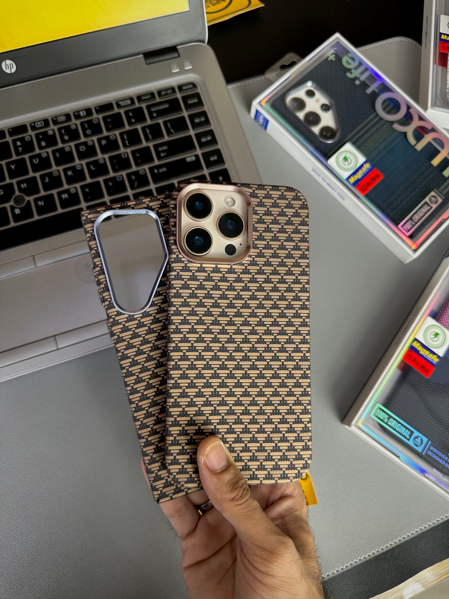 Luxo Life Case- Gold Triangled-16 Pro Max