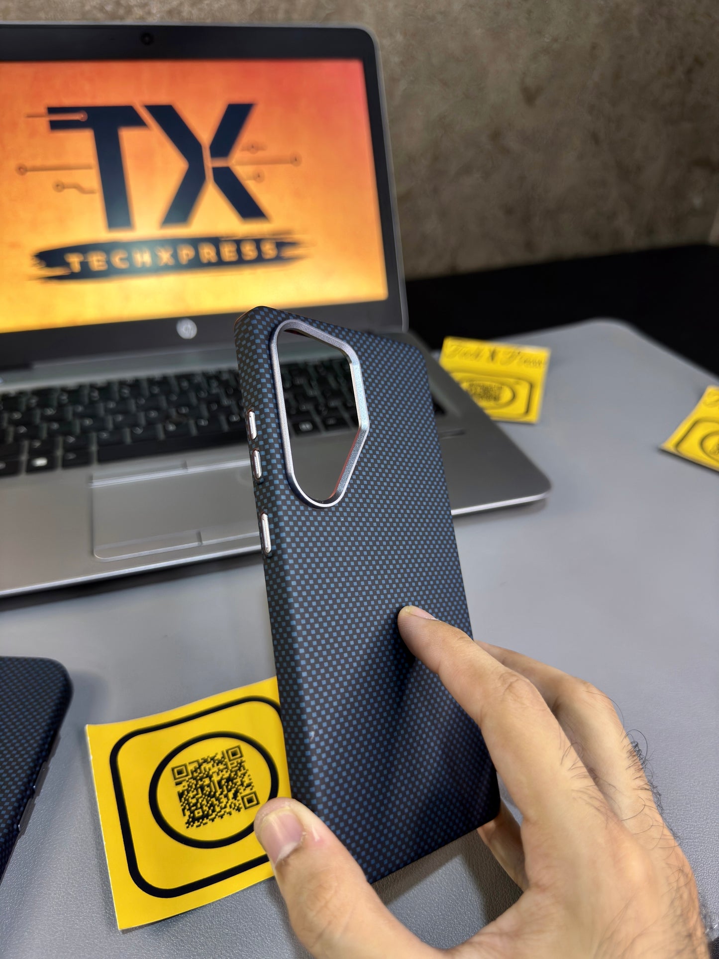 Luxo Life Case- Black Blue Textured-Samsung Series