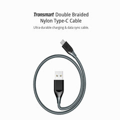 Tronsmart ATC6 Black Braided Nylon 3ft Type-C Cable at TechXpress