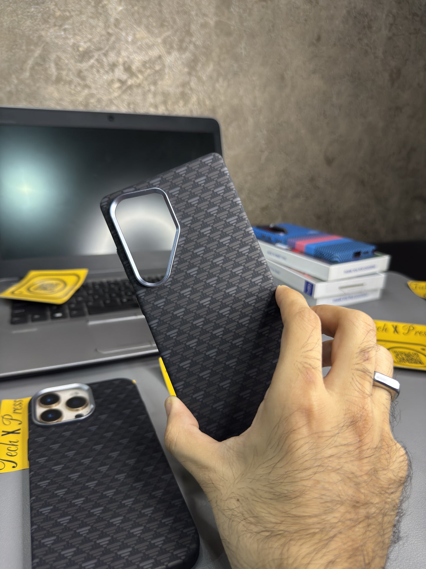 Luxo Life Case- Black Triangled-Samsung Series