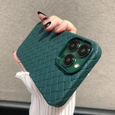 Green Woven Textured Leather Iphone Cover