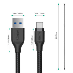 Aukey CB-AC1 Impulse Braided Nylon Usb-A to Usb-C Cable 1.2m