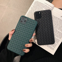 Green Woven Textured Leather Iphone Cover