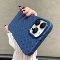 Blue Woven Textured Leather Iphone Cover
