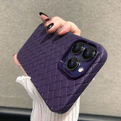 Purple Woven Textured Leather Iphone Cover