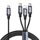 30W 3-in-1 Fast Charging Cable ( Type-C To L+C+M ) 1.2M Black