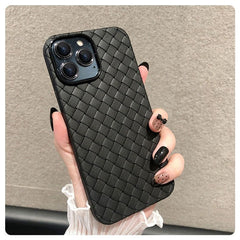 Black Woven Textured Leather Iphone Cover