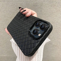 Black Woven Textured Leather Iphone Cover