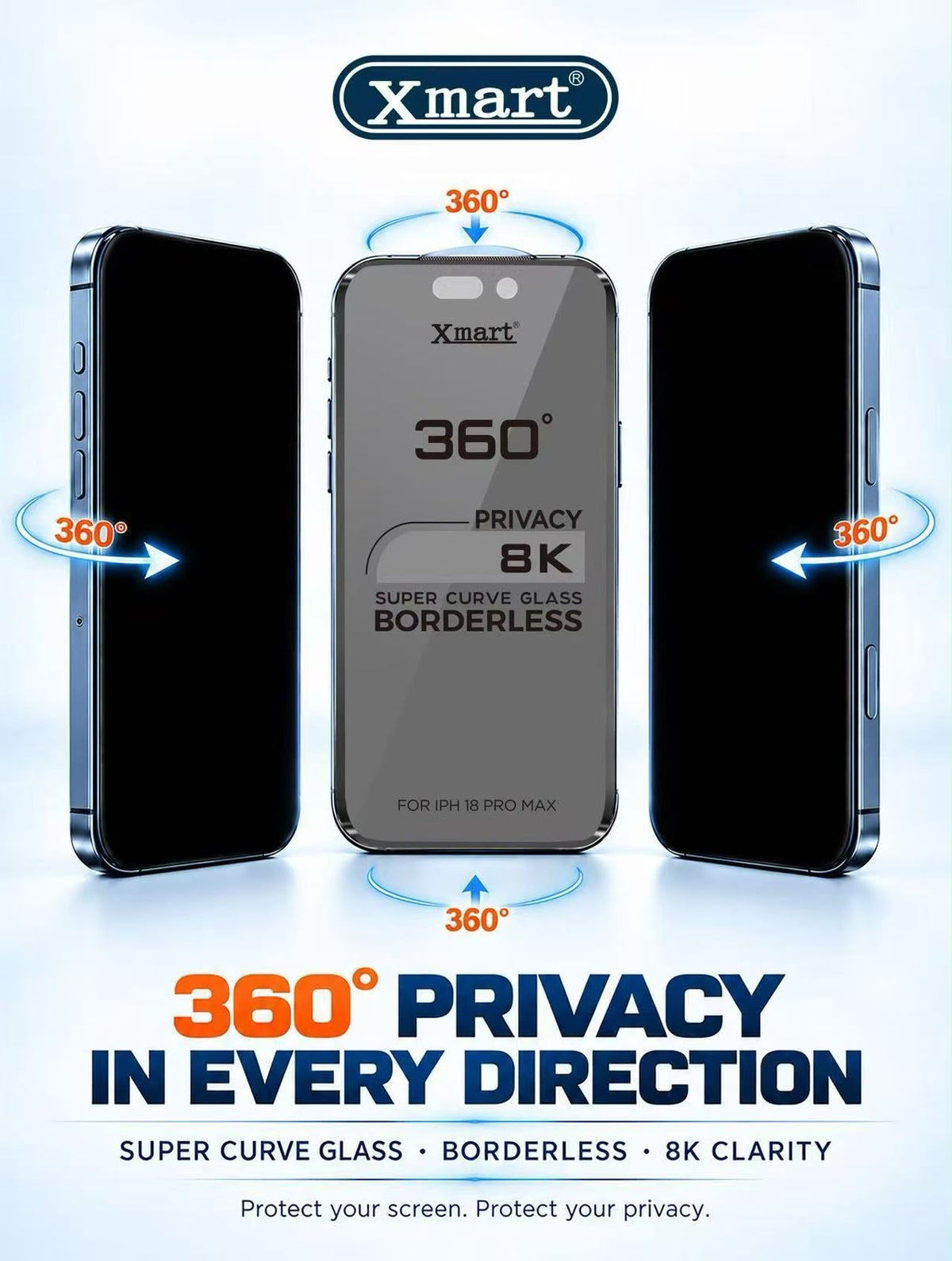 Xmart 8K 360 Privacy BorderLess Glass