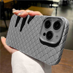 Grey Woven Textured Leather Iphone Cover