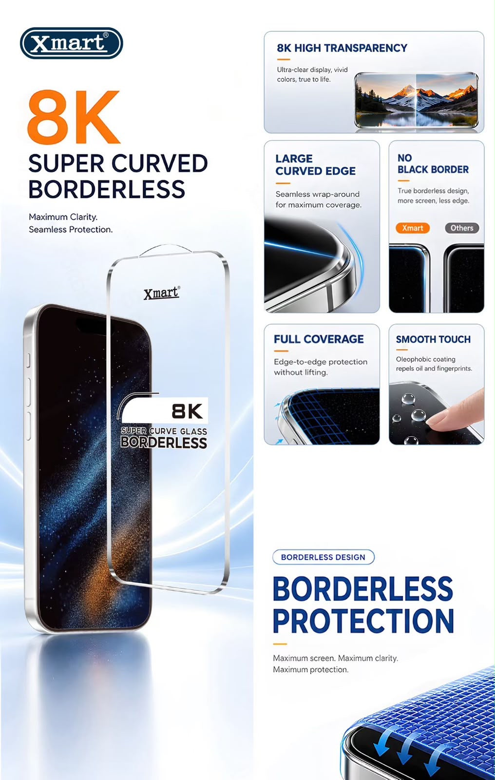 Xmart 8K Borderless Curved Glass