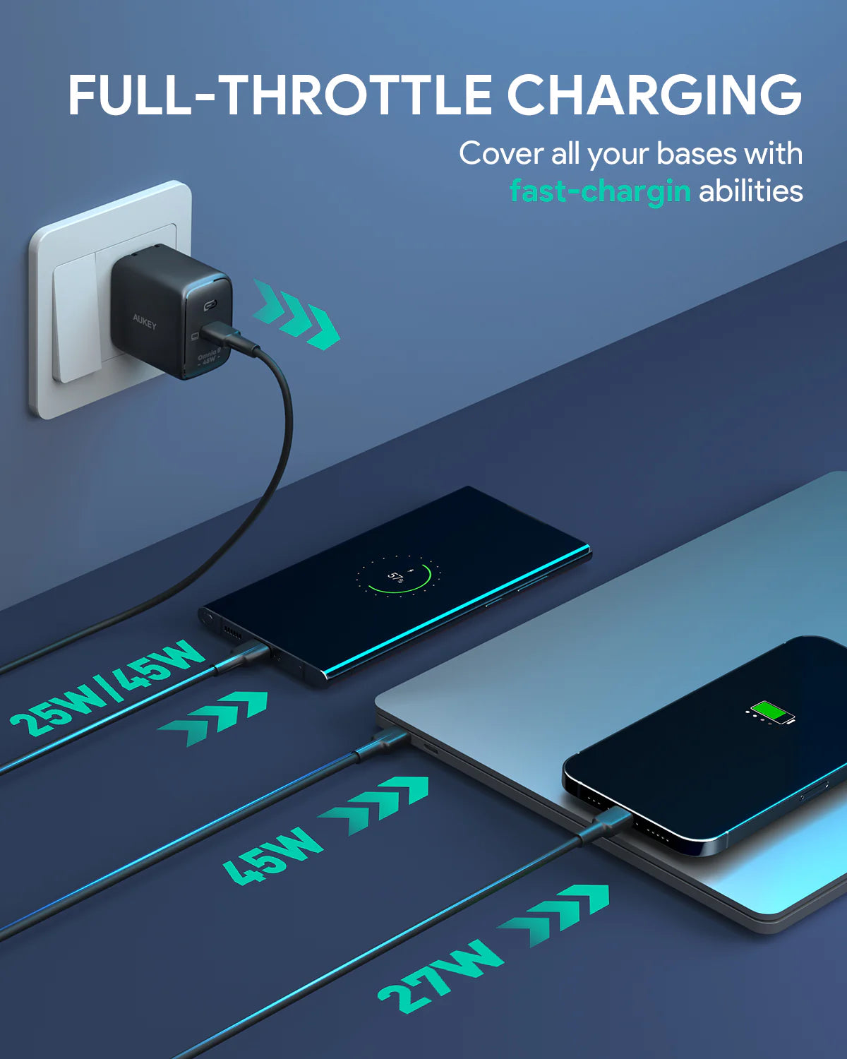 Aukey PA-B2T Omnia II 45W GaN PD 1-Port USB-C Wall Charger