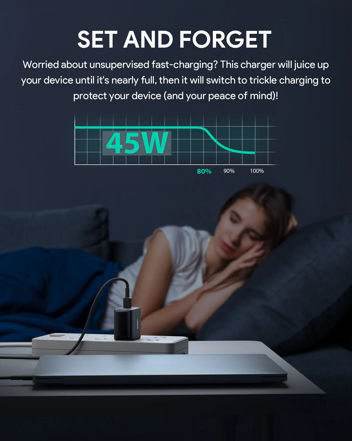 Aukey PA-B2T Omnia II 45W GaN PD 1-Port USB-C Wall Charger