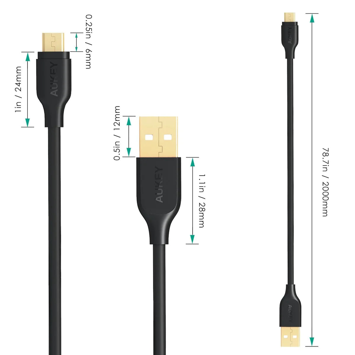 Aukey Gold-Plated Reinforced Qualcomm Quick Charge Micro USB Cable