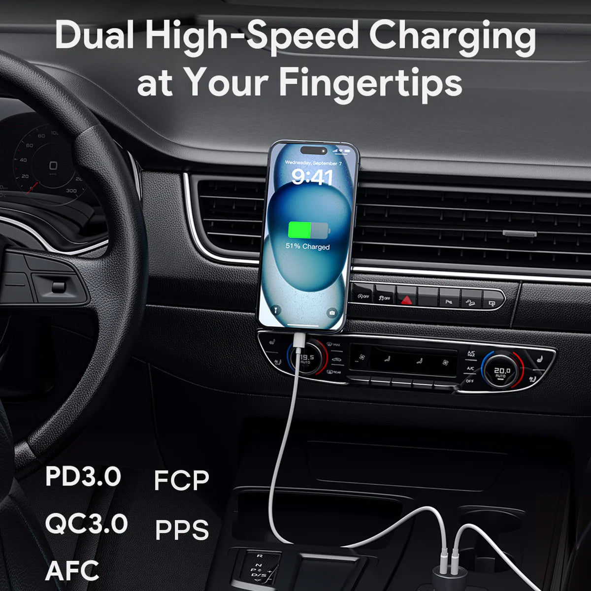Aukey CC-Y23 Enduro Dual 65W 2-Port Usb-C Car Charger
