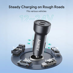 Aukey CC-Y23 Enduro Dual 65W 2-Port Usb-C Car Charger