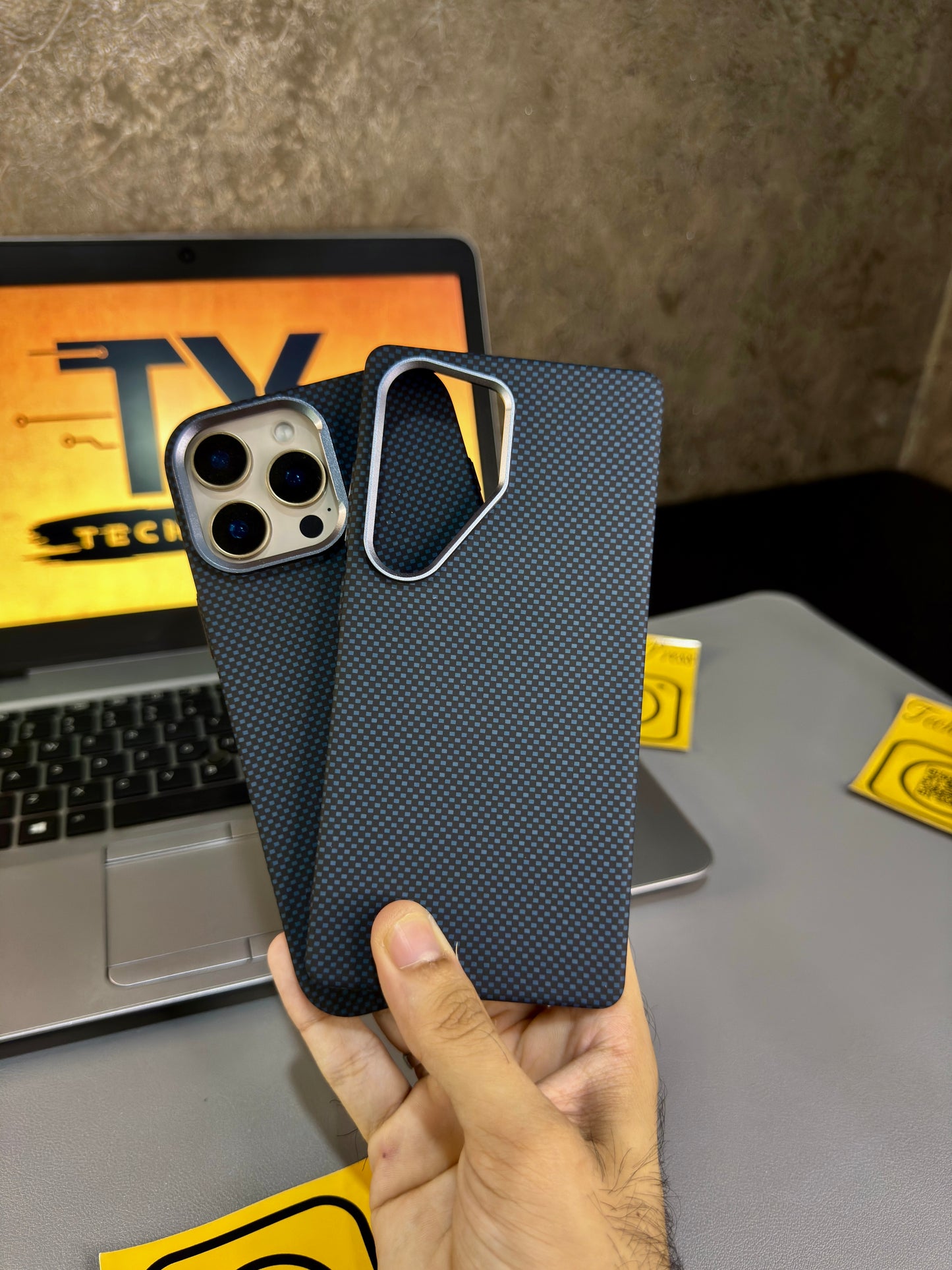 Luxo Life Case- Black Blue Textured-Samsung Series