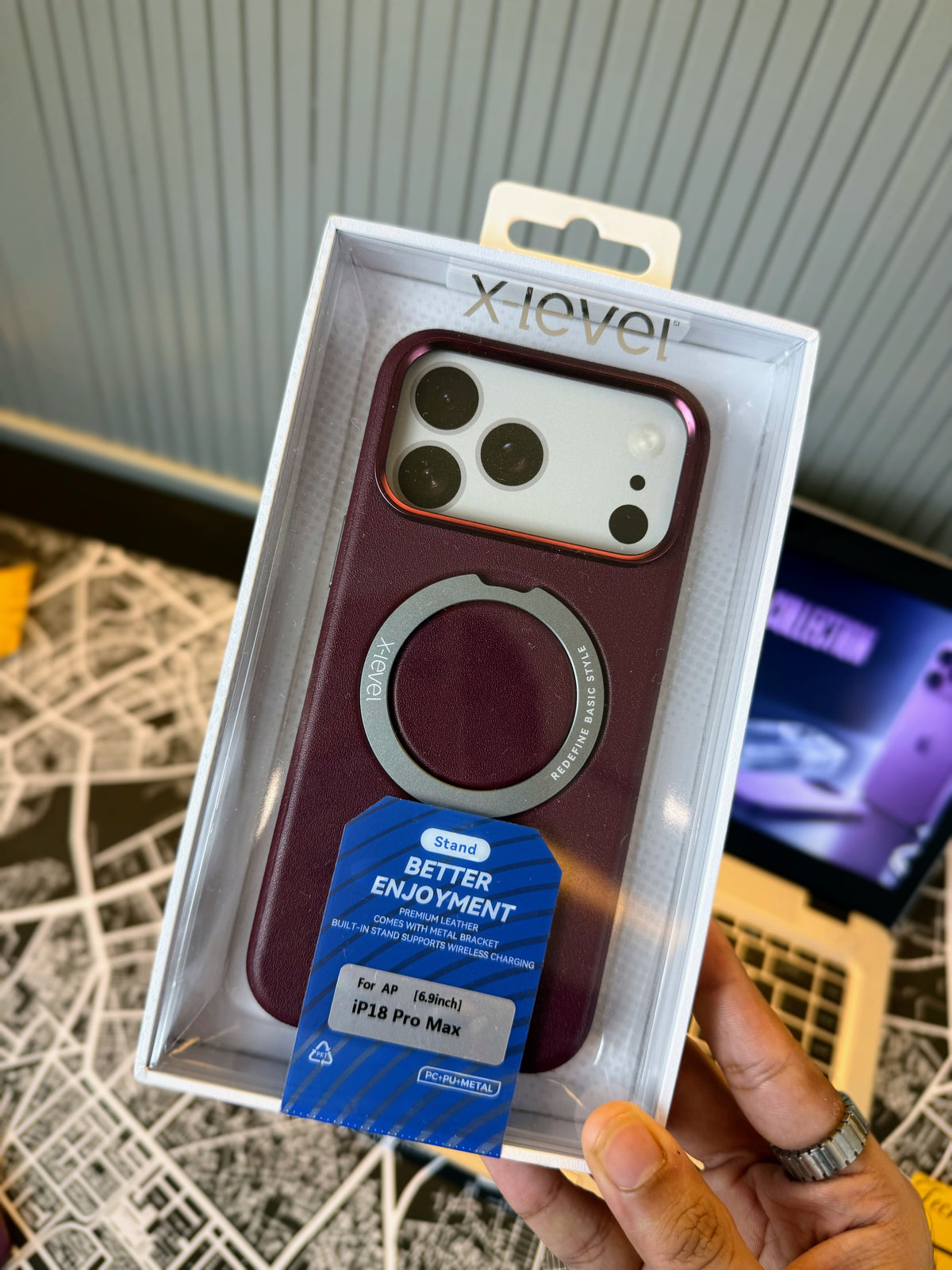 X-Level Leather With Stand Case-18 Series