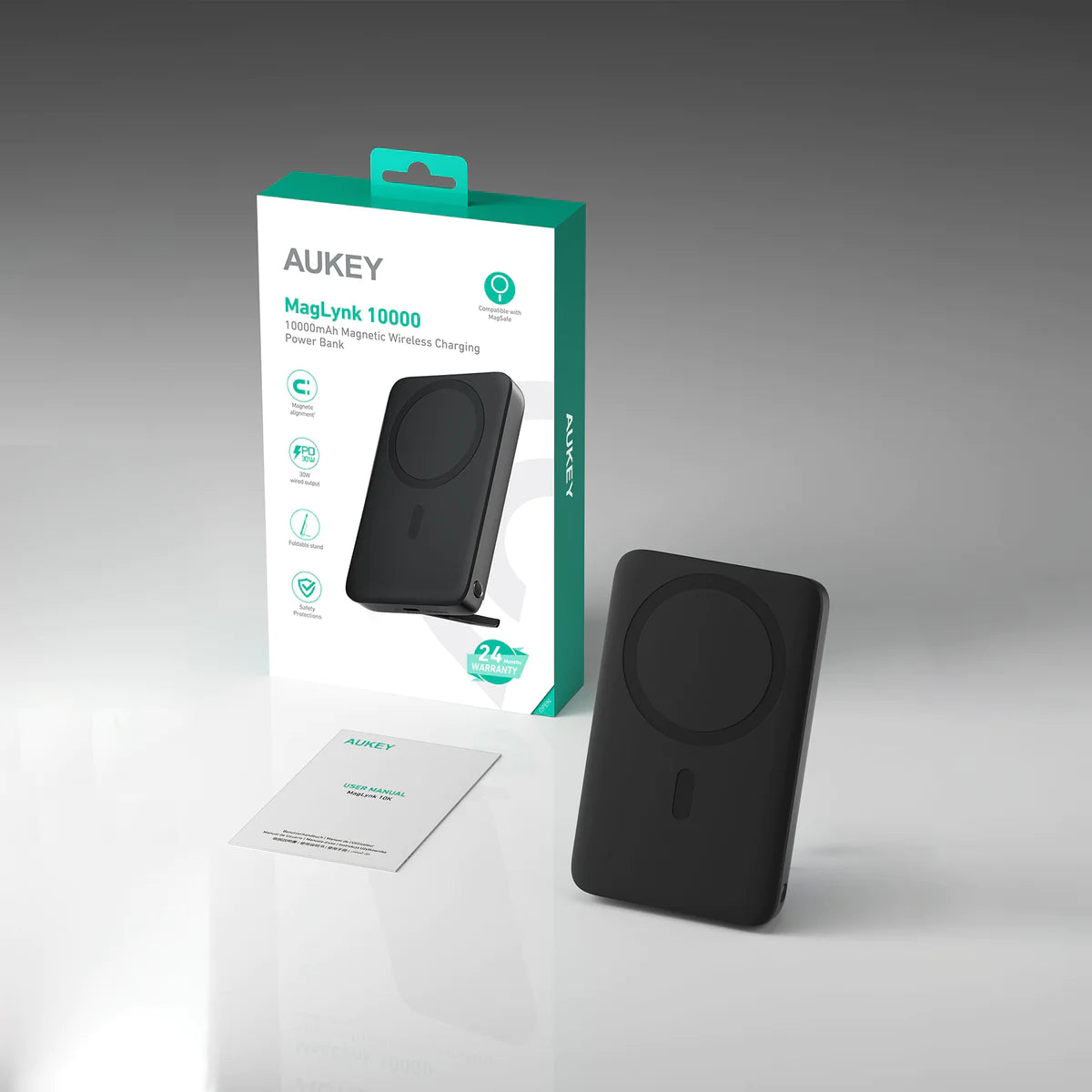 Aukey MagLink 10000mAh Magnetic Wireless Charging Power Bank at TechXpress