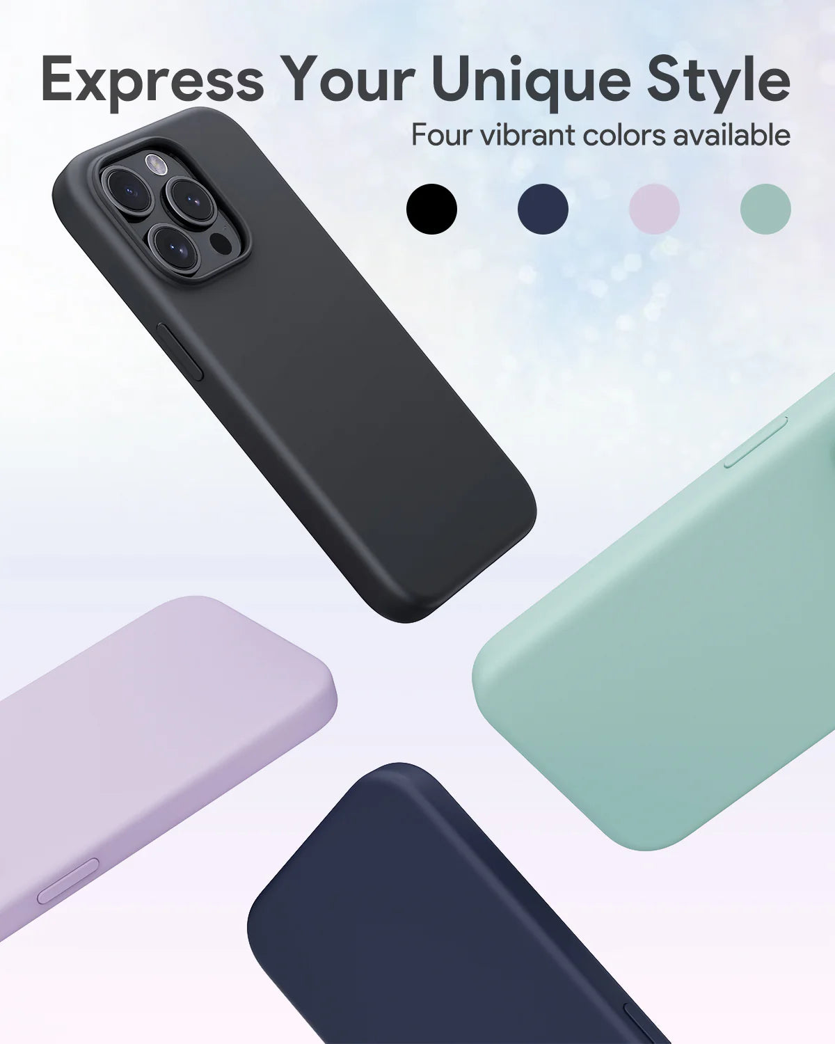 Aukey PC-GJ10C Iphone Silicone Magnetic Liquid MagSafe Phone Case-Midnight